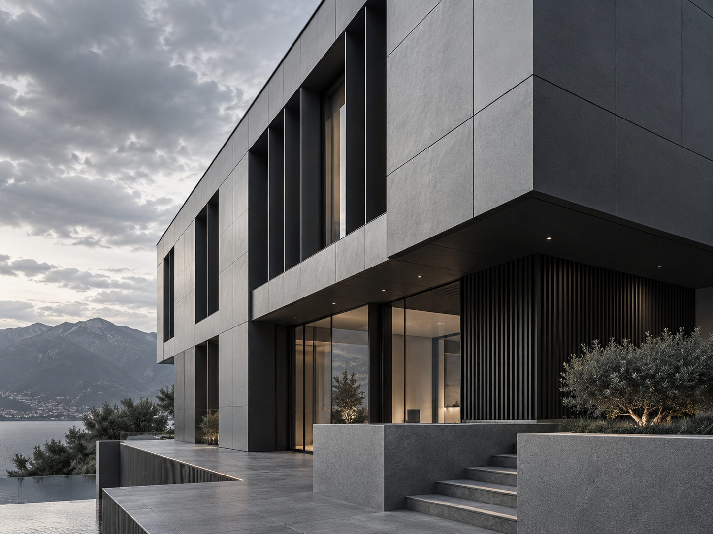 Detaliu fațadă arhitecturală din zinc-titan Zintek cu fălțuire verticală